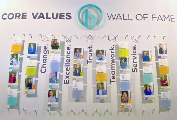 Core Value wall of fame to display employee winners 