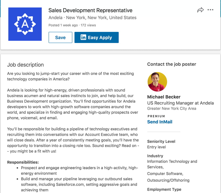 Paid LinkedIn Job Post