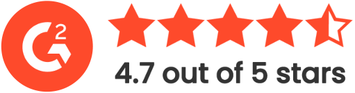 G2 accolade - 4.7 out of 5 stars