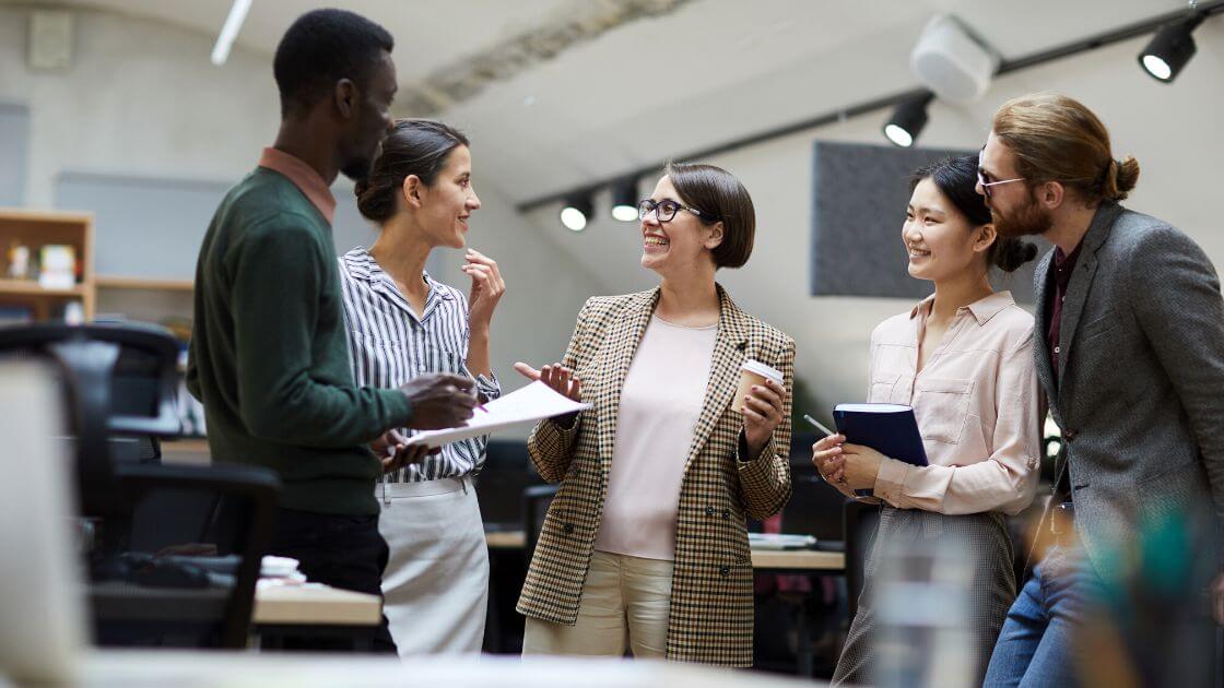 A group of people at an organization happy with their employee value proposition. 