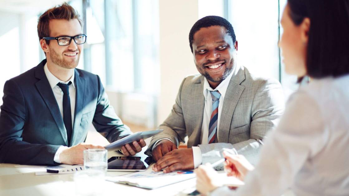 A team working with an RPO partner in an office setting.